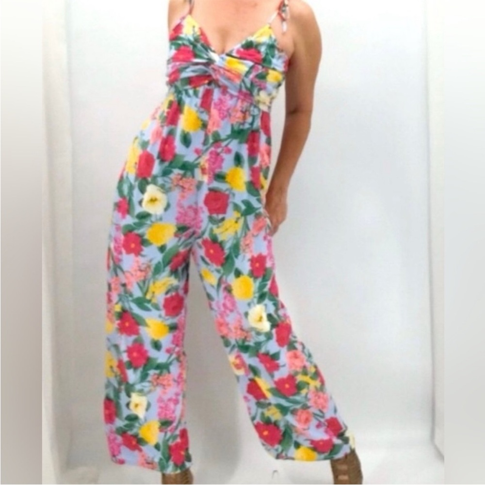Vibrant Floral Multicolor Jumpsuit in linen, Old Navy size XL
